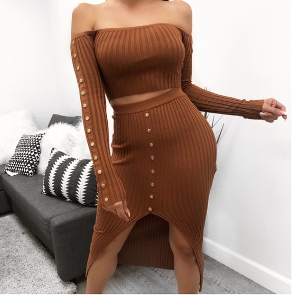 Diva Boutique Dresses & Skirts - Large Left! Don’t Rush Me Skirt Set in BROWN